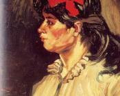 Portrait of a Woman with a Scarlet Bow in Her Hair